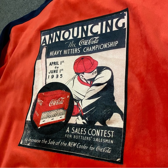 Vintage COCA COLA Velour Zip Up Jacket Sweatshirt Sz Small fits Medium to Large - Picture 9 of 11